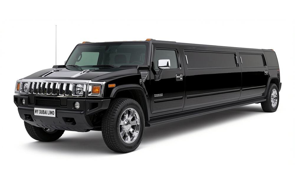 Black Hummer H2 Stretch Limousine for luxury chauffeur service Dubai