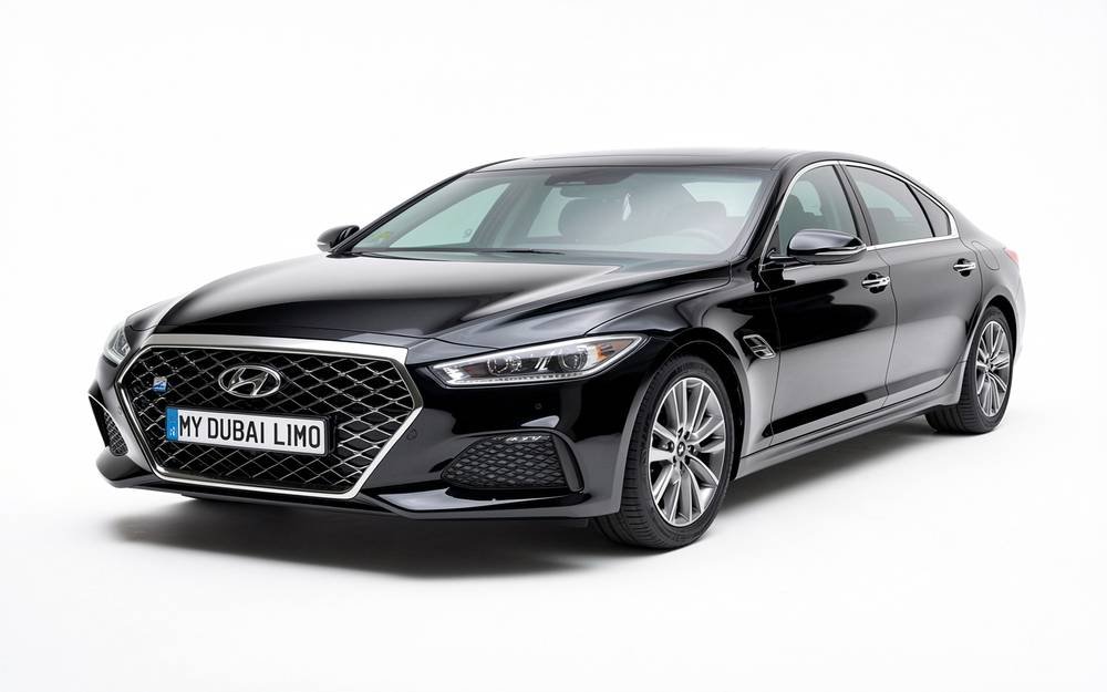 Black Hyundai luxury sedan for My Dubai Limo chauffeur hire Dubai service