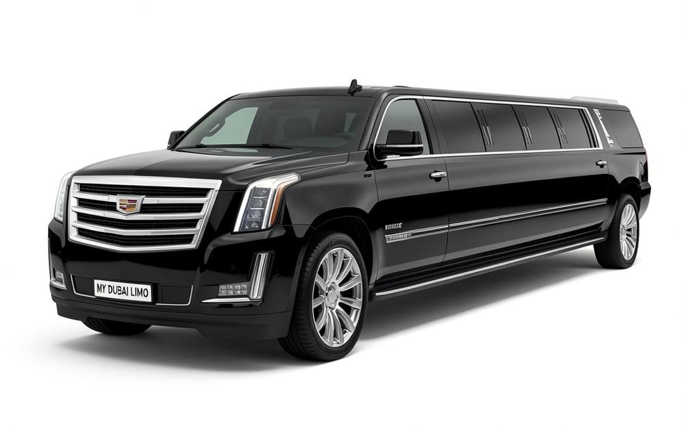 Cadillac Escalade Stretch Limousine for chauffeur car hire Dubai with My Dubai Limo