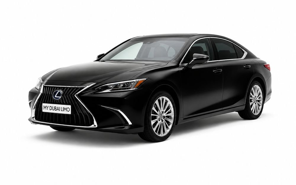 Black Lexus ES 350 luxury sedan for Chauffeur Hire Dubai by My Dubai Limo