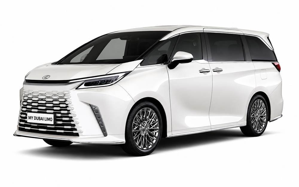 White Lexus LM 350 luxury MPV for chauffeur service in Dubai
